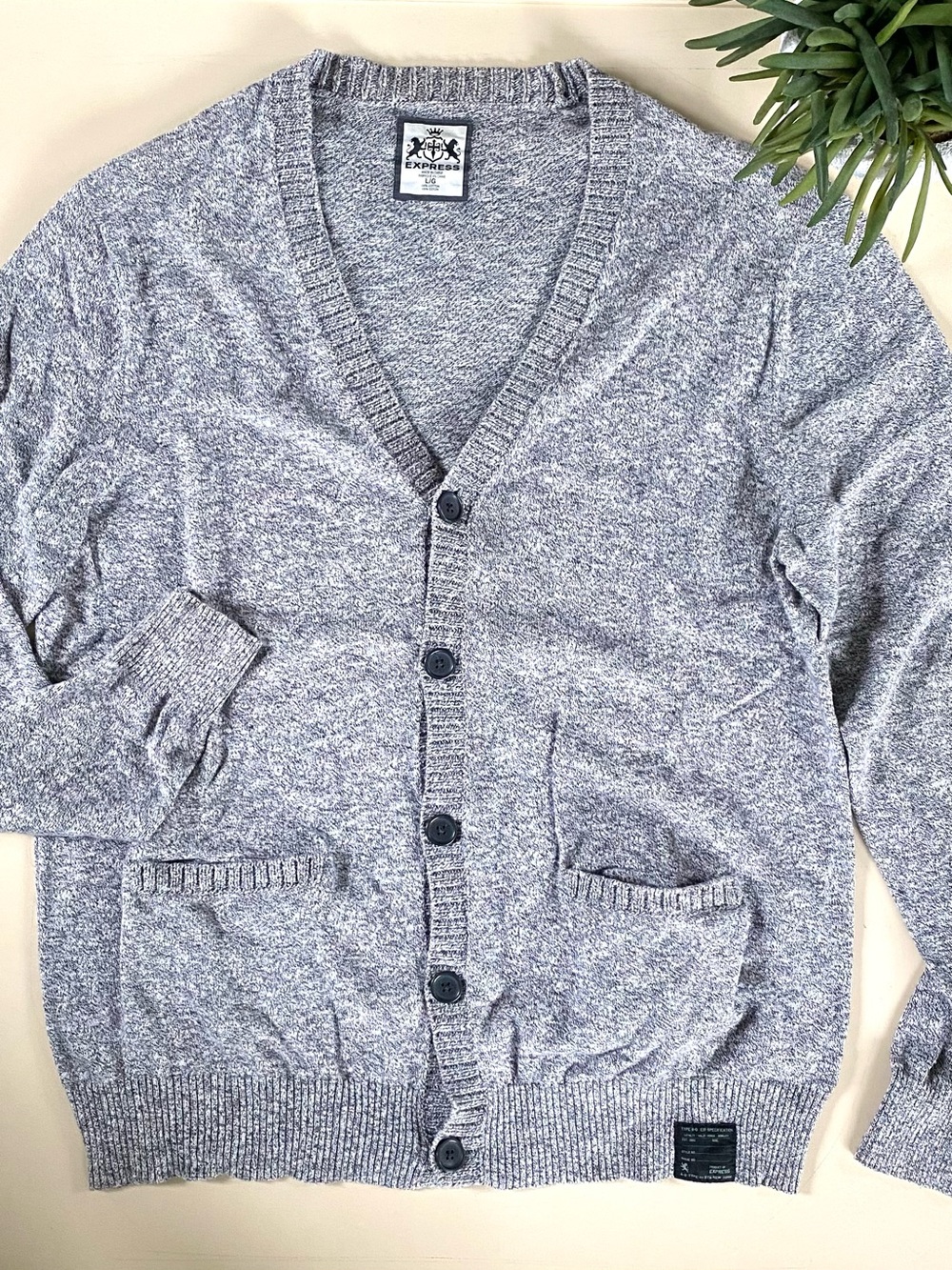 EXPRESS - Heather Gray Men's Cardigan Sweater